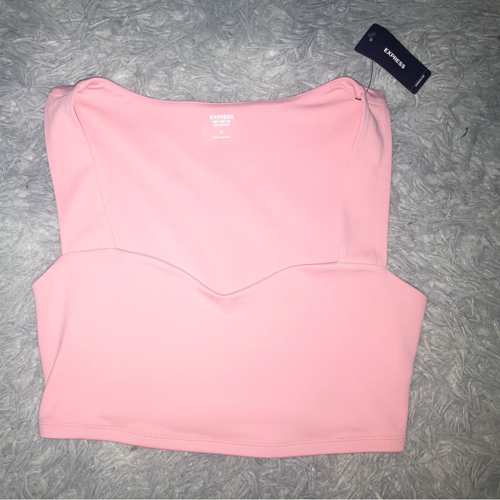 Express Blush Pink Body Contour High Compression Sweetheart Cropped Tank